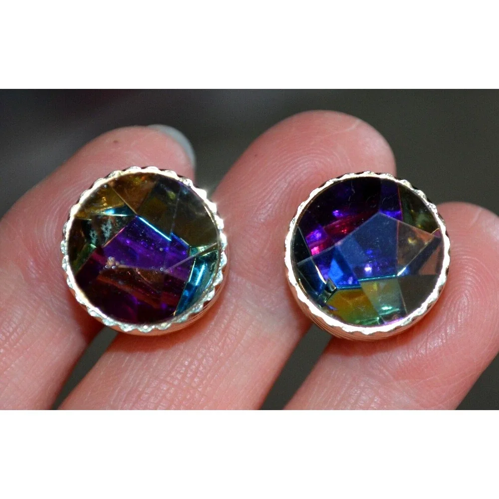 Vintage Swank Gold Tone Cufflinks‎ with Watermelon Rhinestone